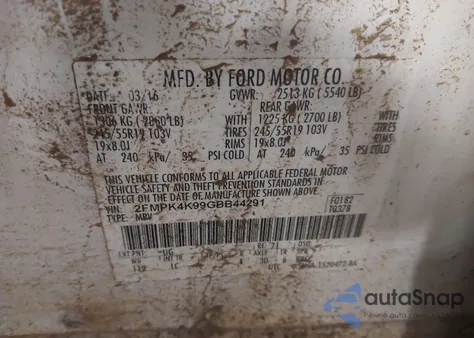 2016 Ford Edge Titanium из США, поврежденный, VIN 2FMPK4K99GBB44291